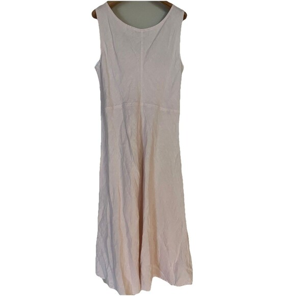 Cut Loose 100% Linen Tank Midi Dress SZ L Sleeveless Scoop Neck Pastel Pale Pink - Picture 7 of 10